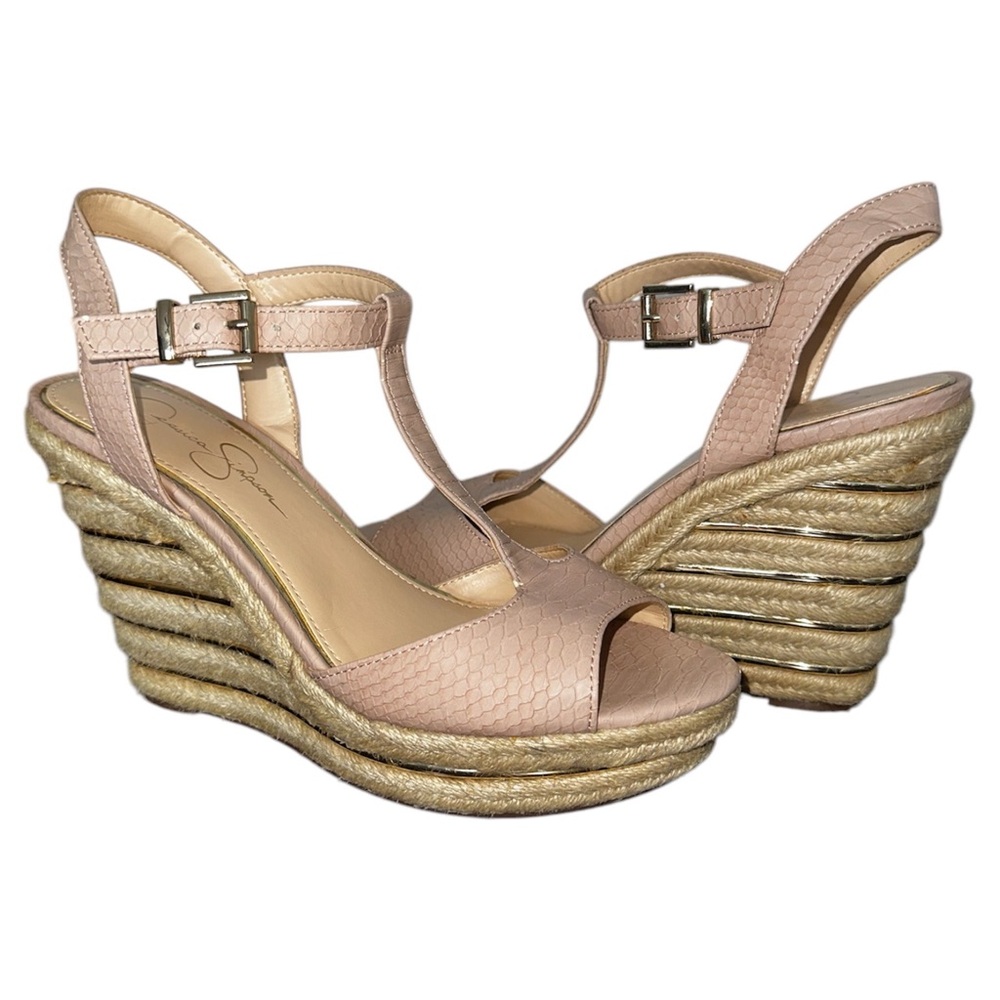 Jessica Simpson Women’s Light Pink Espadrille Platform Wedge Sandal Size 10